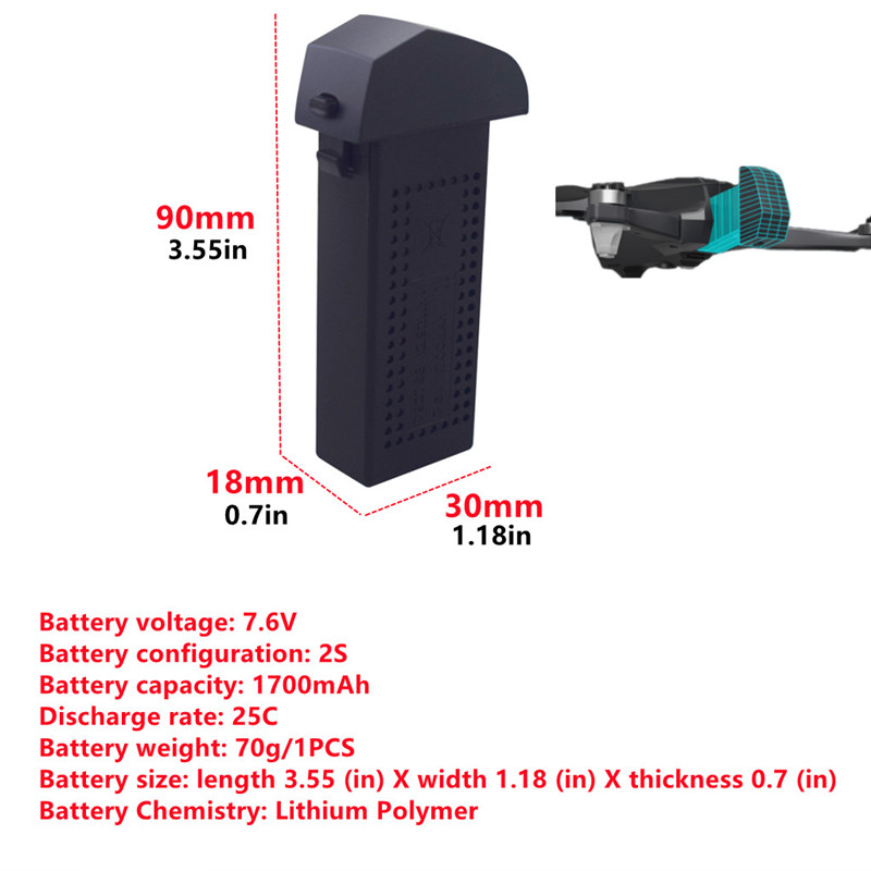 Batteria al litio 2PCS 7.6V 17 - Drone Battery Lipo recensione e prezzo