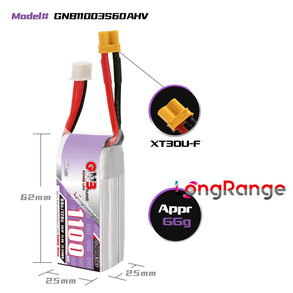 GNB 1100mAh 2S 3S 4S 6S 60C/12 - Drone Battery 3S recensione e prezzo